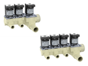 Servo-controlled solenoid valve NC, three- / fourfold, DN 10, DN 17